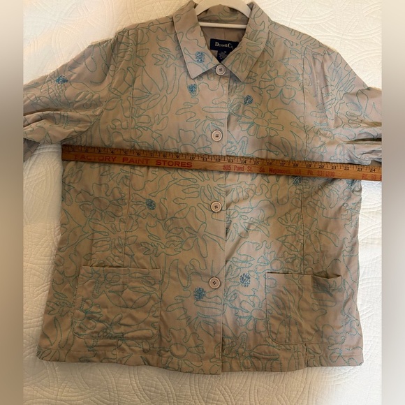 Vintage Denim&Co Tan Barn Jacket with Blue Embroidery 1X - Picture 3 of 7